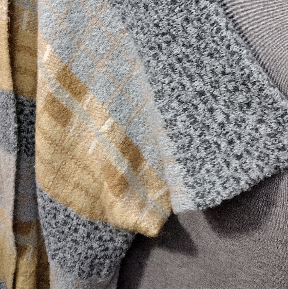 Free People Mercer Open Front Kimono Cardigan Women's OS Gray Tan Boho Alpaca - Picture 4 of 9